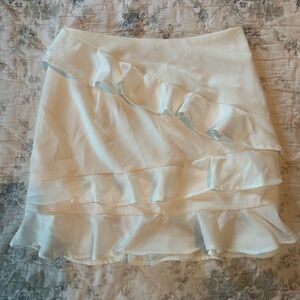 Altar'd State Asymmetrical White Ruffle Skirt